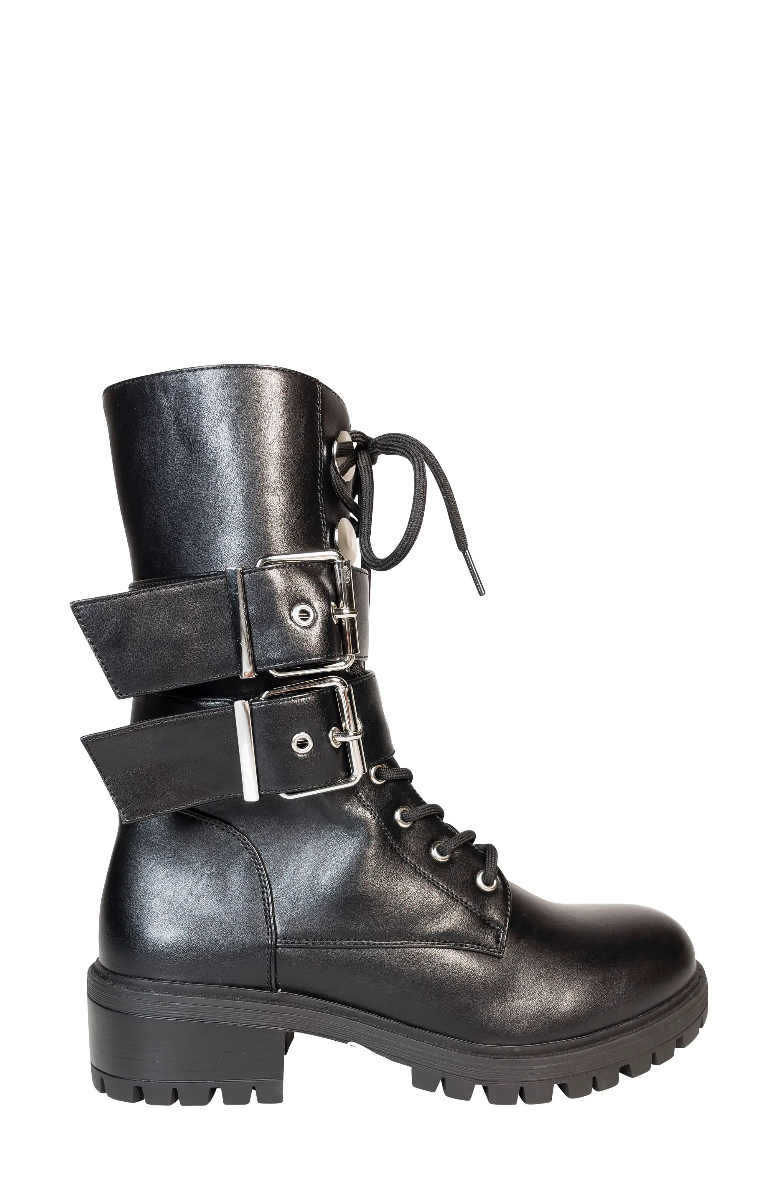 AZALEA WANG Landon Combat Boot in Black at Nordstrom, Size 8 | Nordstrom