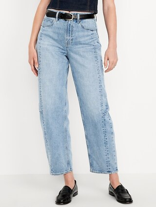 High-Waisted Barrel Ankle Jeans | Old Navy (US)