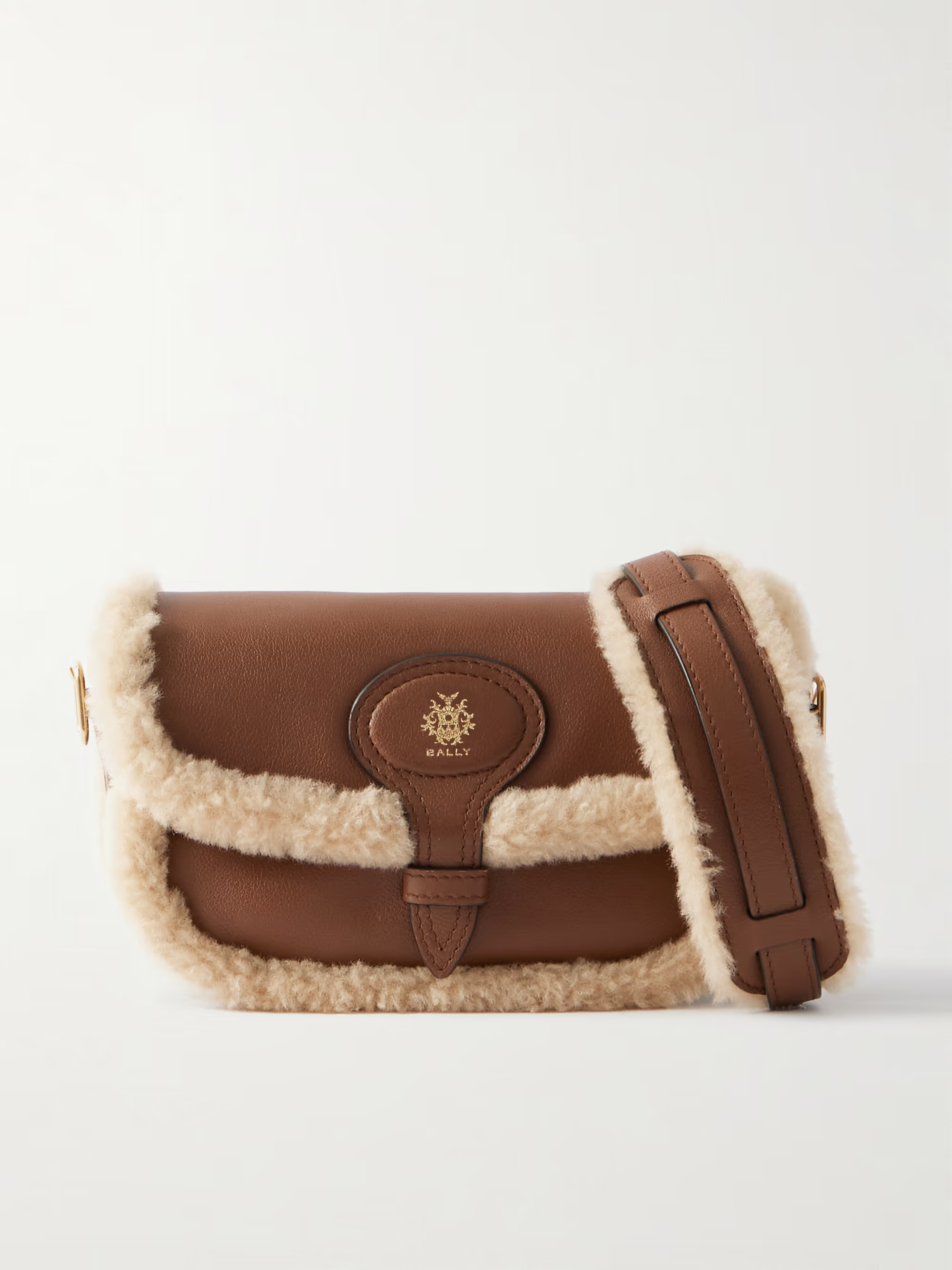 Shearling-trimmed leather shoulder bag | NET-A-PORTER (UK & EU)