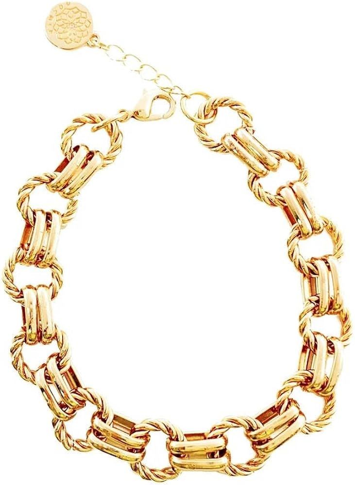 Gold Bracelets for Women Gold Plated Twisted Chunky Bangle Bracelet | 14K Gold Plated | Lightweig... | Amazon (US)