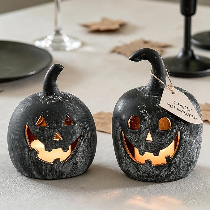 DN DECONATION Halloween Fall Pumpkin Decor, Jack O Lantern Tealight Holders | Amazon (US)