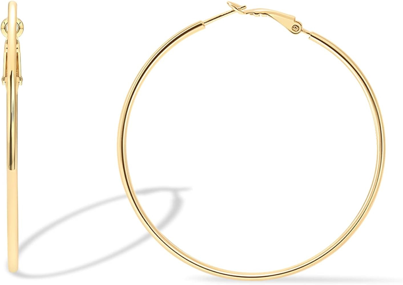 PAVOI 14K Gold Plated 925 Sterling Silver Post Hoops | Large Hoops Earring | Lightwight Gold Hoop... | Amazon (US)