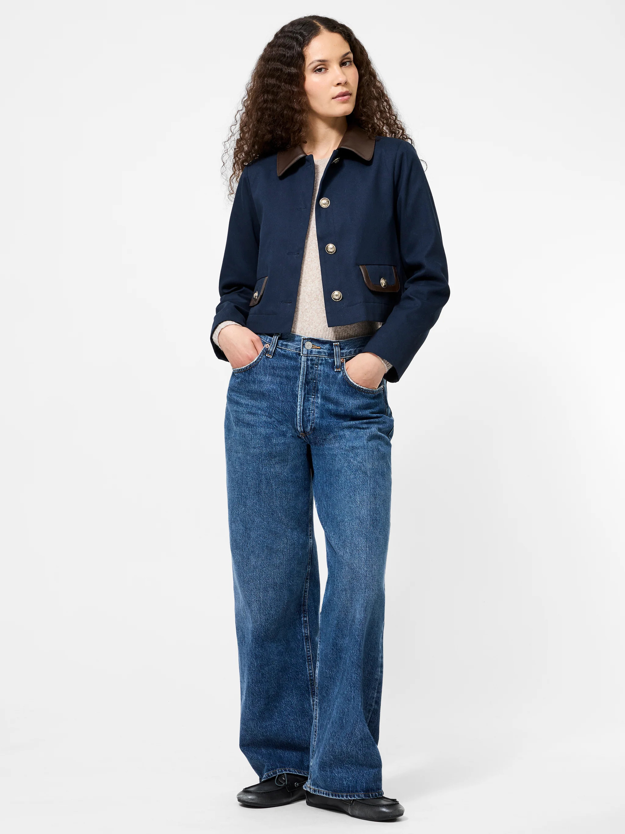 Contrast Trim Two Pocket Jacket | French Connection (US)