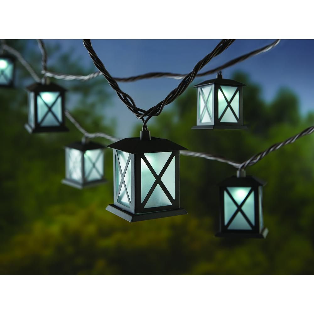 Metal Lantern Indoor/Outdoor LED String Lights | The Home Depot