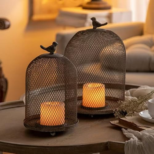 Birdcage Candle Holder Antique Metal Bird Cages Decor, Vintage Lantern Centerpiece for Wedding Ho... | Amazon (US)