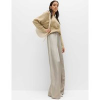 M&S Satin Wide Leg Trousers Stone | Marks & Spencer (UK)
