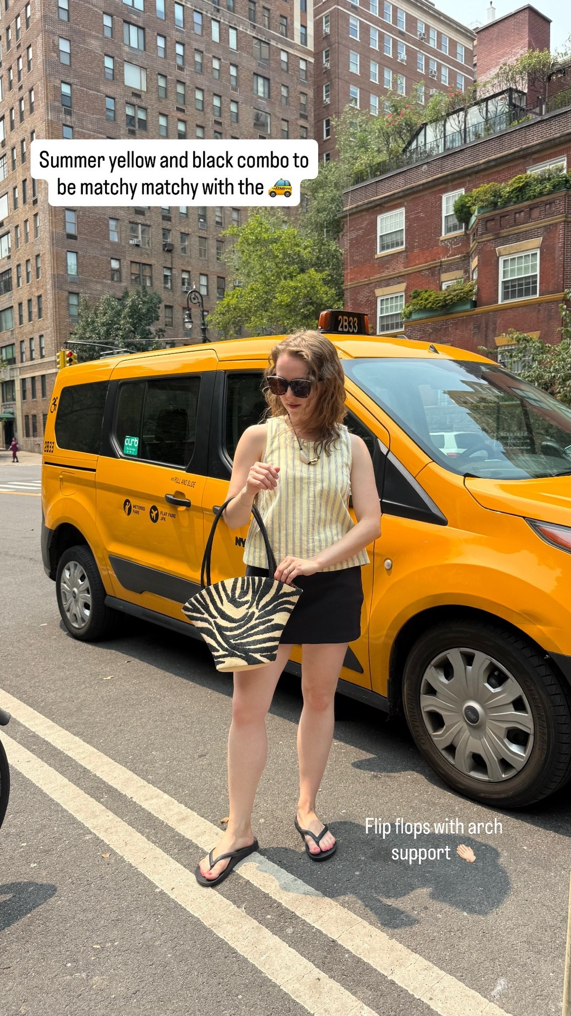 NYC taxi fit check 
Xs cotton top
Small skort 
Size 7 arch support flip flops

#LTKdayinmylife #LTKootd #LTKPetite