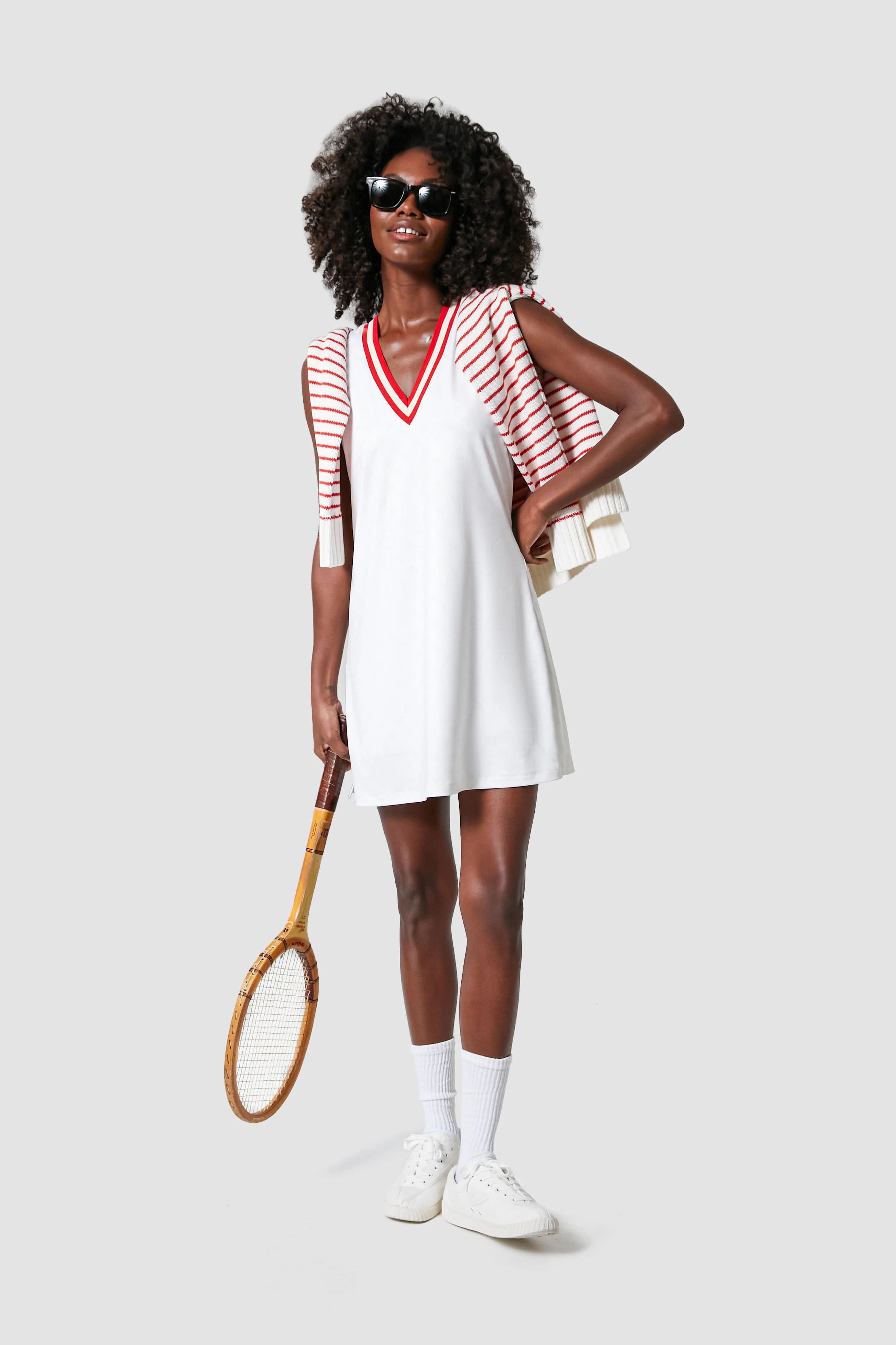 White and Retro Red Suzanne Tennis Dress | Tuckernuck (US)