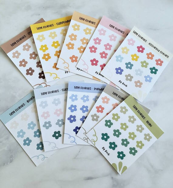 Assorted Floral Sticker Sheet  Mini Kiss Cut Flowers  Flower | Etsy | Etsy (US)