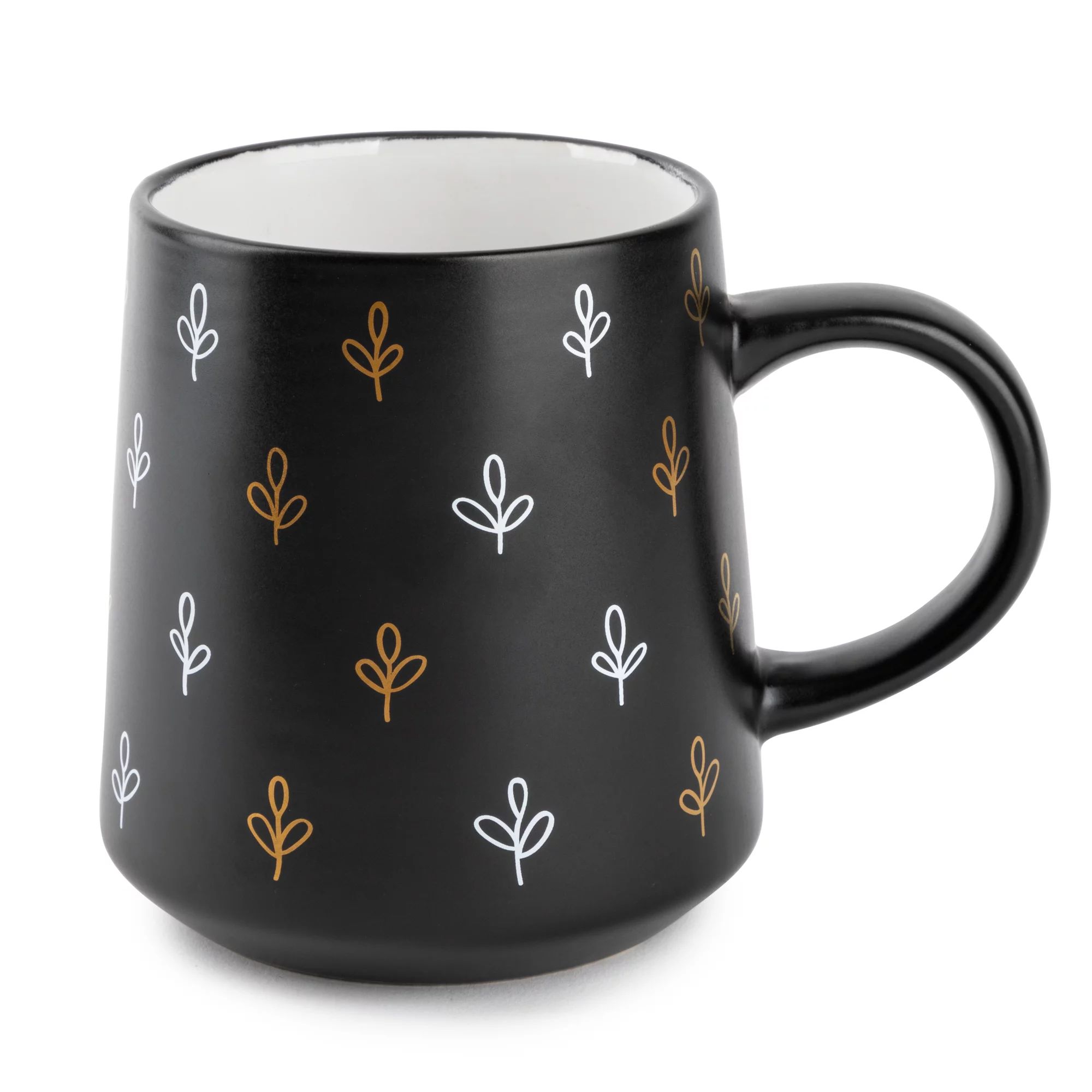 Thyme & Table Stoneware Coffee Mug, 16 fl oz, Black Leaf | Walmart (US)