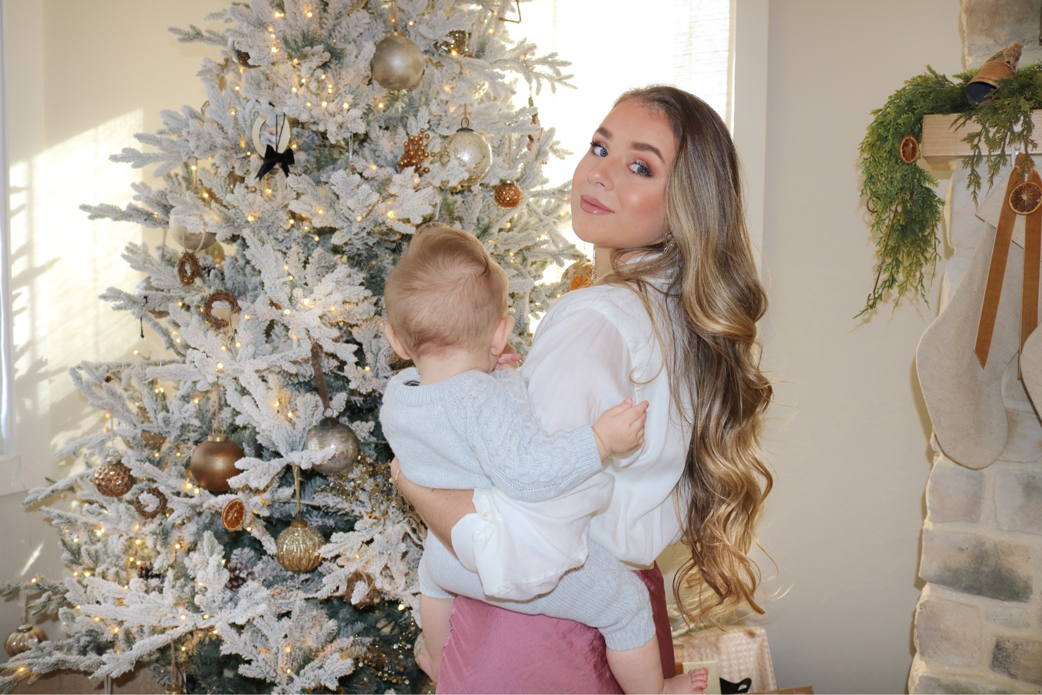 Little man loves our Christmas tree 🤍 his outfit is from hope and Henry! 

#LTKSeasonal #LTKbaby #LTKhome