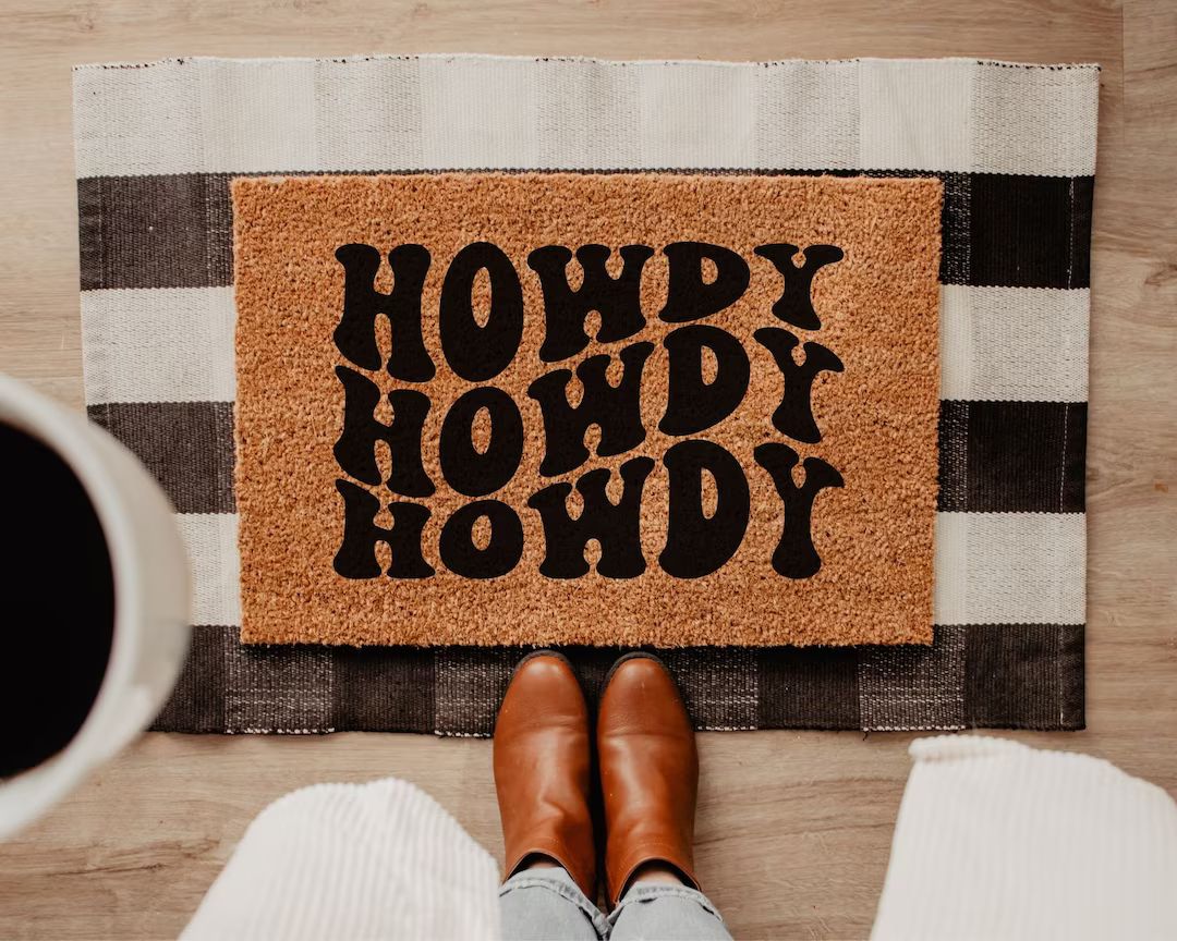 Howdy Doormat Western Door Mat Retro Doormat Funny Doormat - Etsy | Etsy (US)