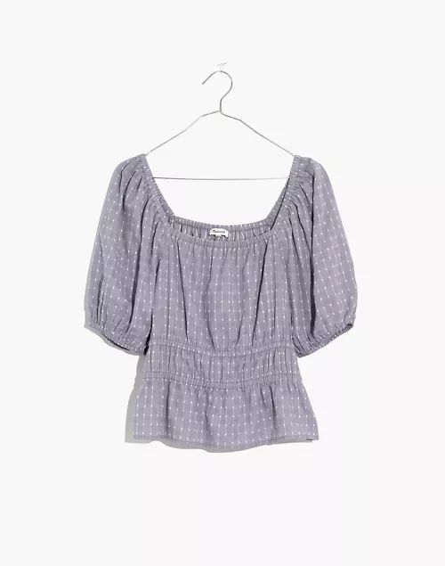 Smocked-Waist Crop Top in Textured Dot | Madewell