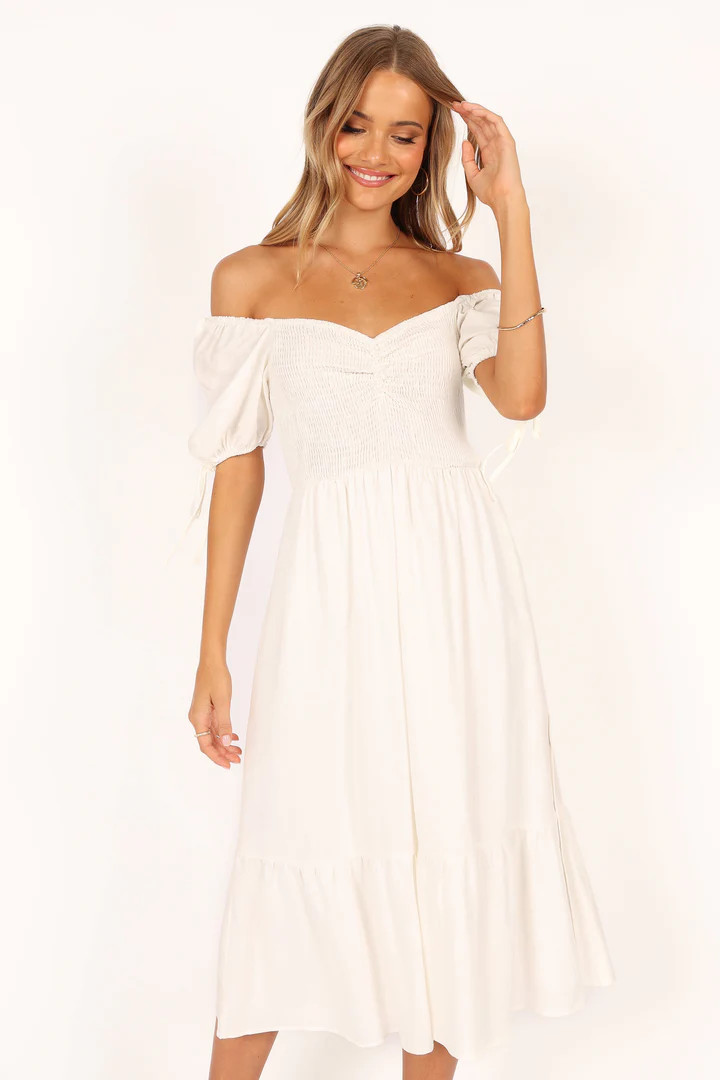 Conrad Off Shoulder Dress - White | Petal & Pup (US)