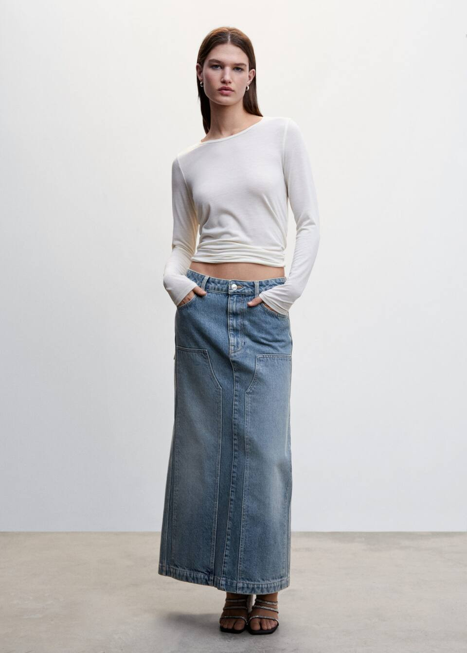 Slit denim skirt -  Women | Mango USA | MANGO (US)