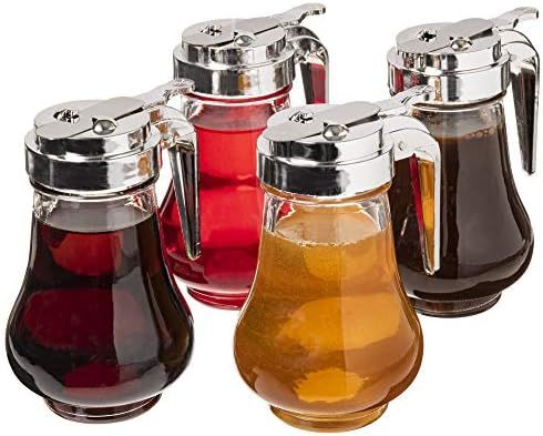 Syrup Dispensers 4-pack, 8oz (240mL) - Glass Bottle No-Drip Pourers for Maple Syrup, Salad Dressi... | Amazon (US)
