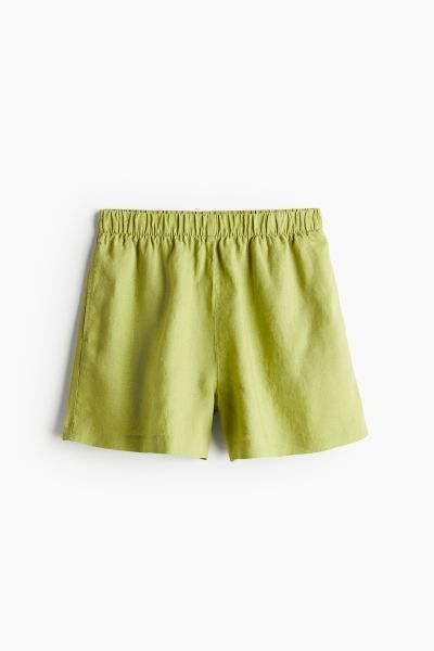 Pull-on linen shorts - High waist - Short - Blue/Striped - Ladies | H&M GB | H&M (UK, MY, IN, SG, PH, TW, HK)