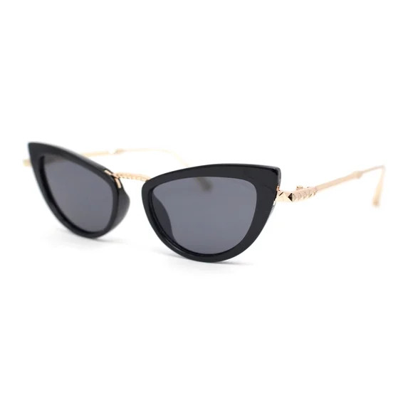 Retro Metal Bridge Plastic Cat Eye Gothic Luxury Fashion Sunglasses Black Gold - Black | Walmart (US)