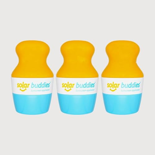 Solar Buddies Sunscreen Applicator - Blue Pack of 3 - BPA-Free Refillable Roll on Sponge Sunscreen, Suncream & Lotion Applicator For Kids, Adults & Families - Holds 3.4fl oz, Perfect Size for Travel | Amazon (US)
