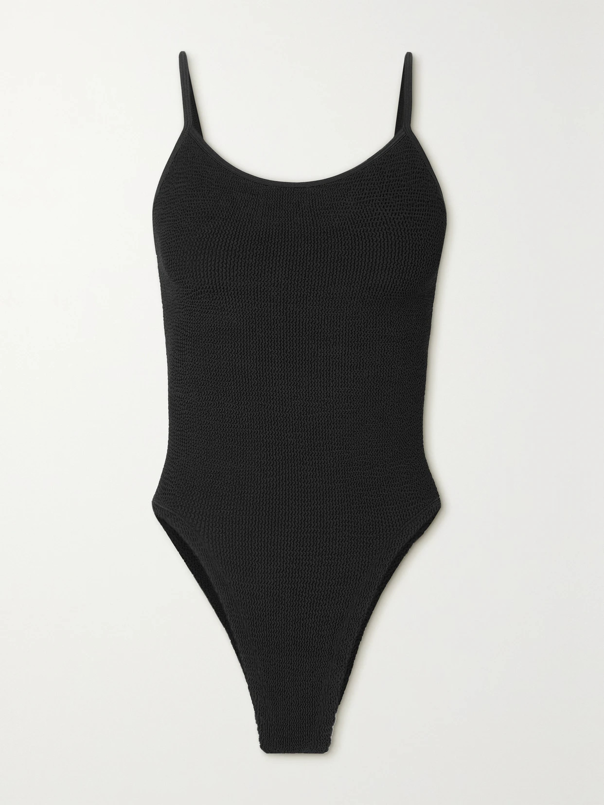 Hunza G - + Net Sustain Pamela Seersucker Swimsuit - Black | NET-A-PORTER (US)