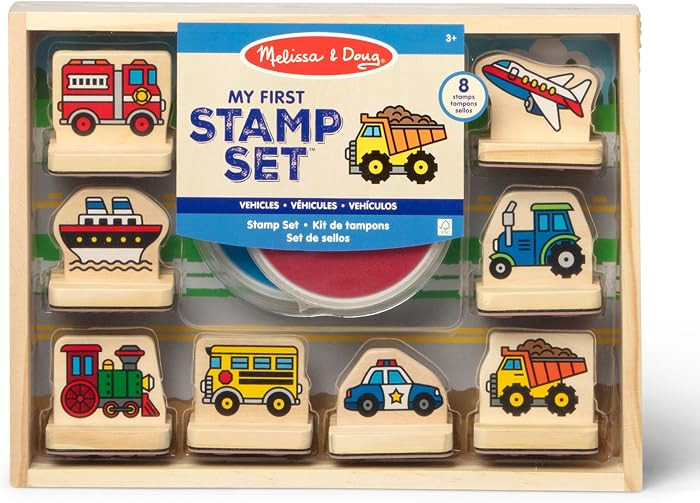 Melissa & Doug My First Wooden Stamp Set - Vehicles Kids Art Projects, Stamps with Washable Ink, ... | Amazon (US)