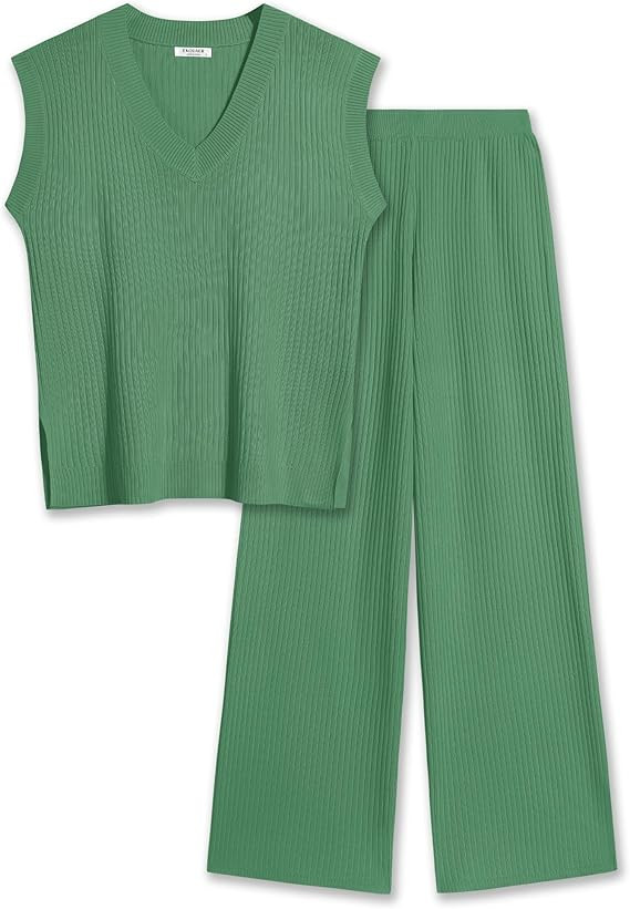 Ekouaer Lounge Sets for Women 2 Piece Outfits Knit Sweater Vest Lounge Pants Casual Matching Loun... | Amazon (US)