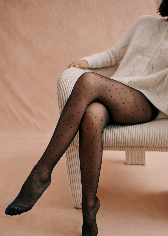 Tights - Black polka dots - Recycled polyamide - Sézane | Sezane Paris
