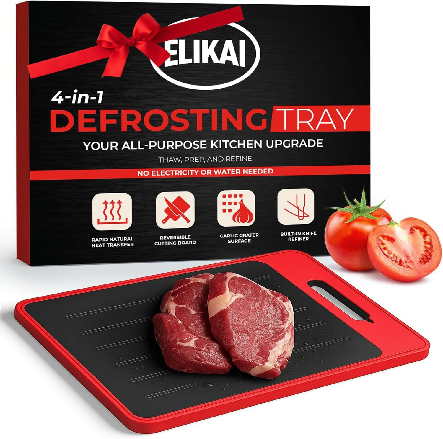 ELIKAI Defrosting Tray for Frozen Meat – 4-in-1 Meat Thawing Tray with Built-In Knife Refiner, ... | Amazon (US)