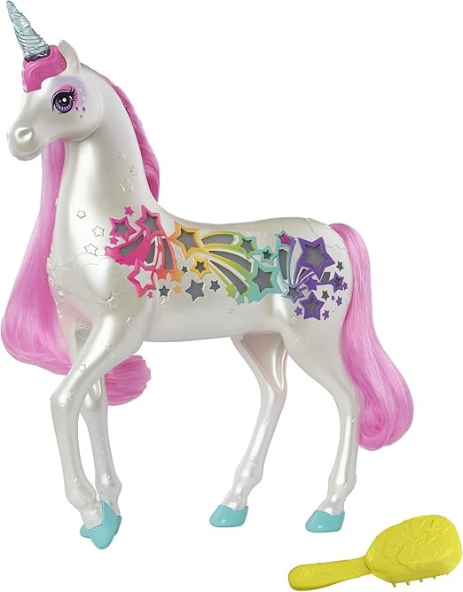 Barbie Dreamtopia Brush 'n Sparkle Unicorn with Lights and Sounds, White with Pink Mane and Tail,... | Amazon (US)