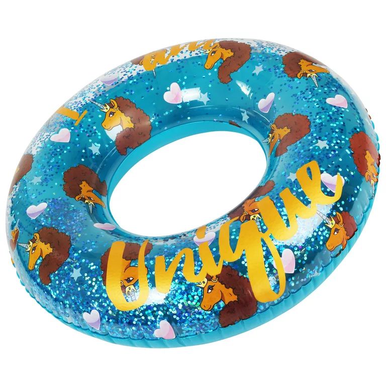 Afro Unicorn 37” Unique Pool Float – Ring Float – Girls – Blue | Walmart (US)