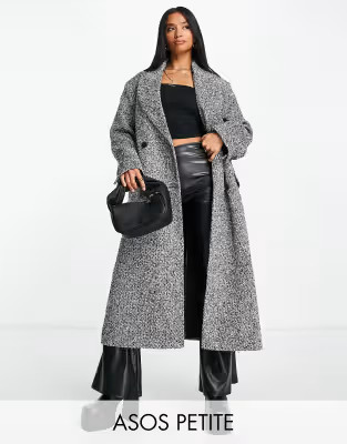 ASOS DESIGN Petite salt and pepper dad coat | ASOS (Global)