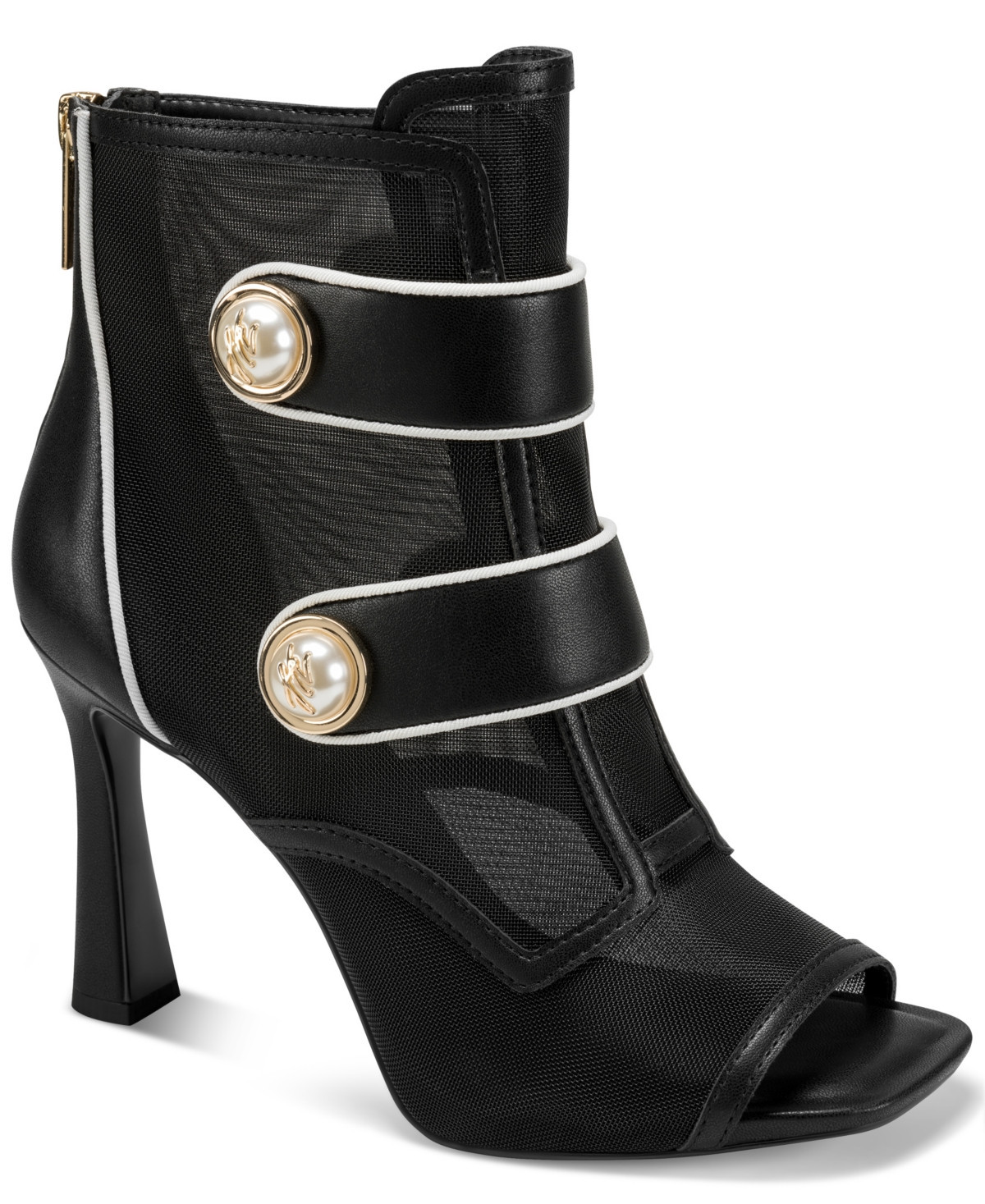 Karl Lagerfeld Paris Women's Delainey Zipper Bootie - Black/Bright White | Macy's