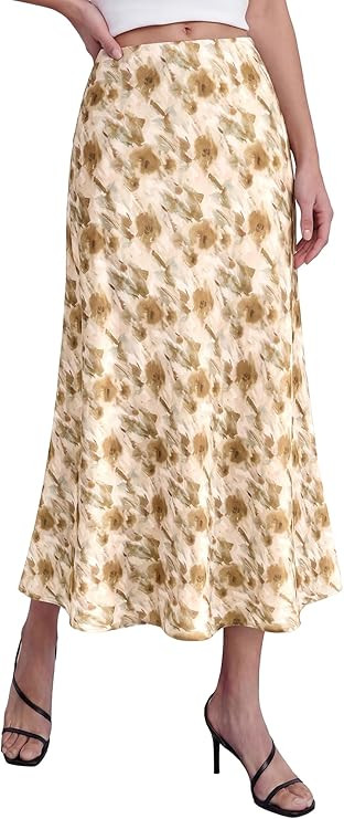 BTFBM Satin Skirts for Women Trendy Spring Summer 2026 High Waisted Leopard Print Cocktail Weddin... | Amazon (US)