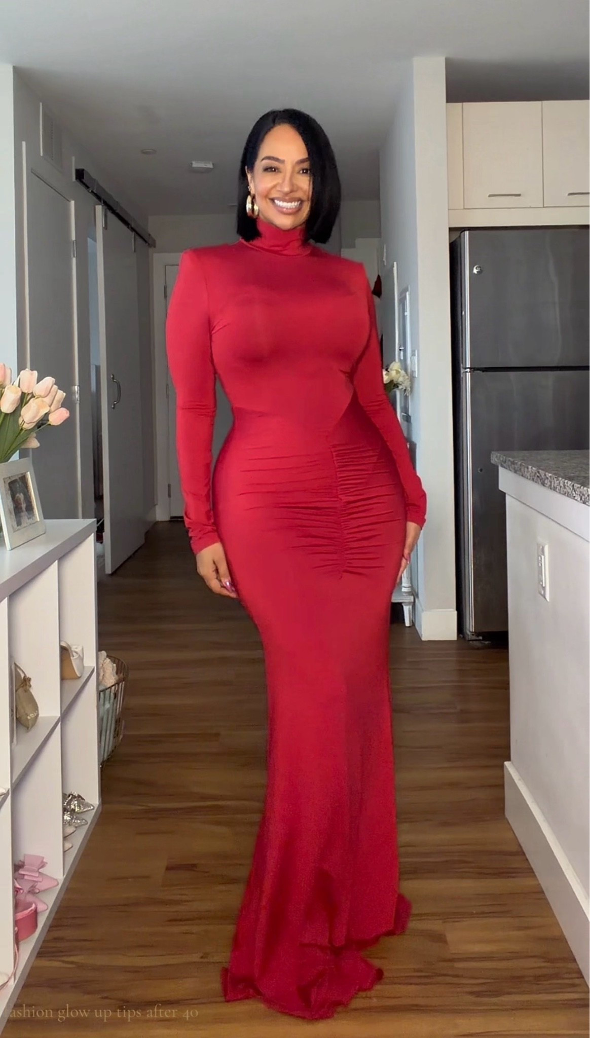Showstopping in red 😍❣️ This long sleeve red maxi dress fits like an absolute glove and is so affordable 

WHERE TO WEAR IT: Christmas photos, hiliday party, gala, Valentine’s Day, New Year’s Eve party 
STRETCH: Yes
TRUE TO SIZE: Yes 
OVERALL FIT: Bodycon
PETITE FRIENDLY: Can make it work with very high heels if you’re short.

Sizing ⬇️
5’3 
Bust: 32DD
Waist: 27”
Hips: 42”
Wearing Size M

Make sure you download the ✨FREE✨ LTK app and follow me @heyrissyrozay for all my style and beauty finds 🫶🏽

over 40 outfit ideas
petite curvy outfits
