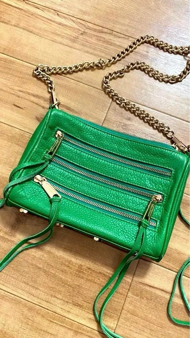 Rebecca Minkoff Green Leather Bag With 5Zip Storage Women Luxury Designer Limite | eBay AU