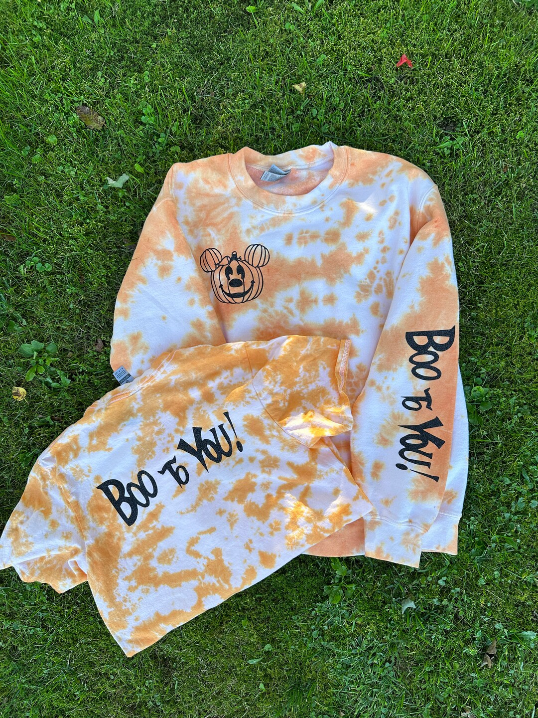 Boo to You Halloween Crewneck Mickey Pumpkin Disney Halloween Fall Crewneck Tie Dye Disney T Shir... | Etsy (US)