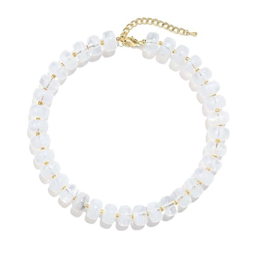 Badu Clear White Chunky Beaded Necklace for Women,Acrylic Bead Choker Statement Necklace Cute Trendy Necklaces Jewelry Gifts | Amazon (US)