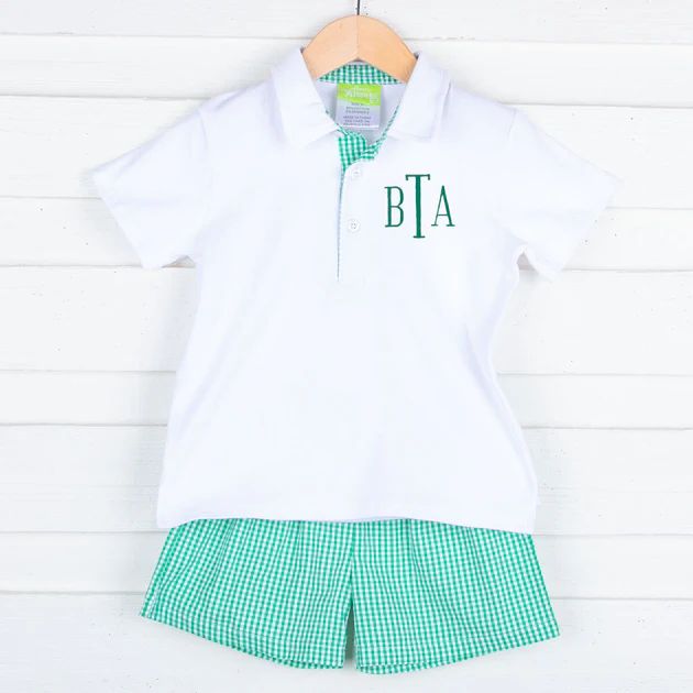 Green Gingham Polo Short Set | Classic Whimsy