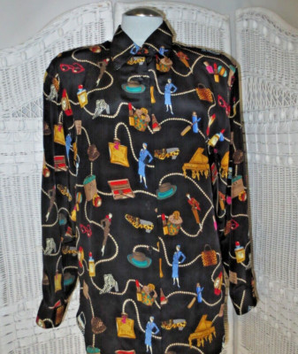 90's Vtg Corey B Novelty Silk Print Blouse Nordstrom Department Store Fashion S  | eBay | eBay US