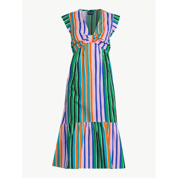 Scoop Women's Knot Front Midi Dress | Walmart (US)