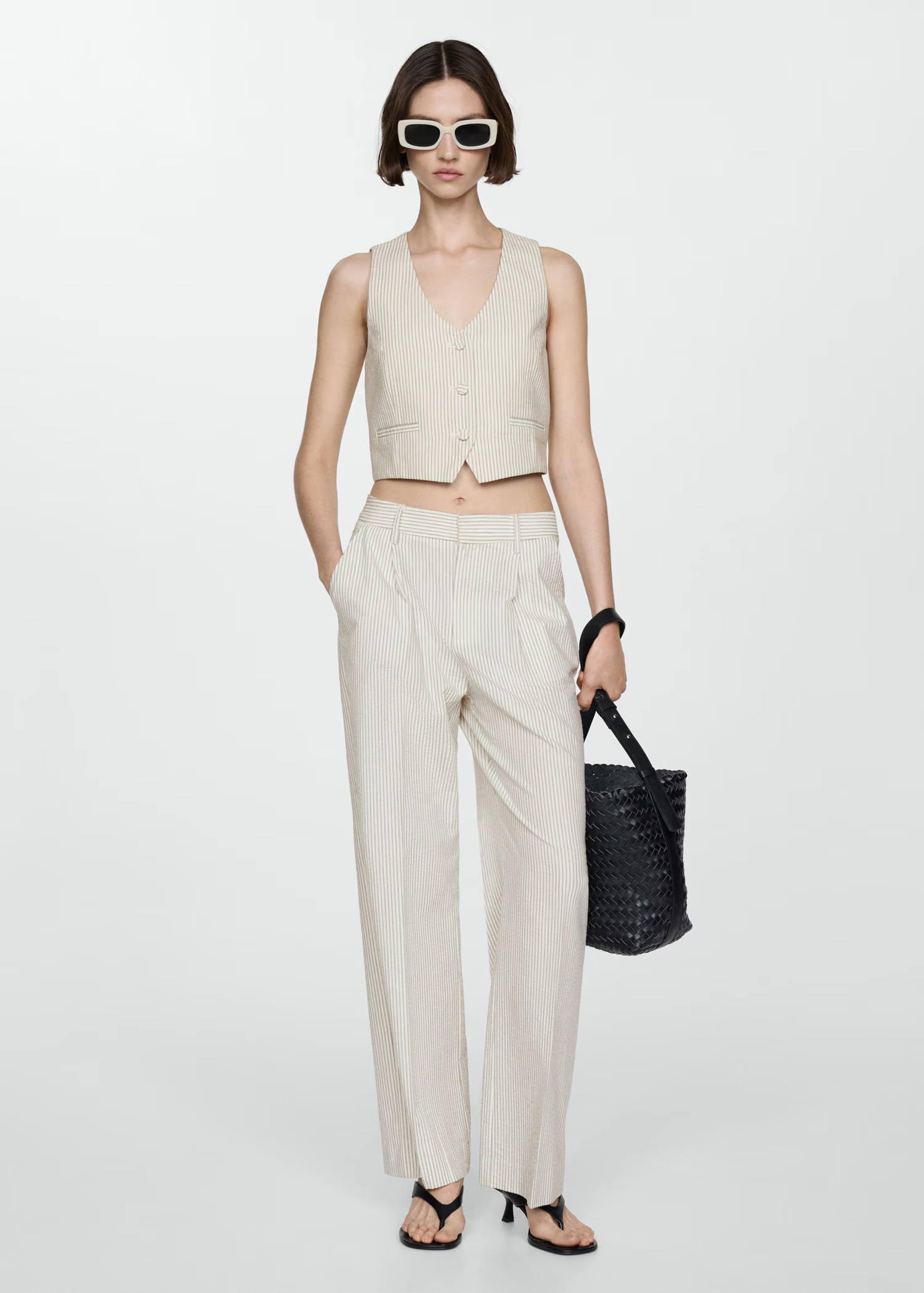 Straight striped trousers | MANGO (UK)