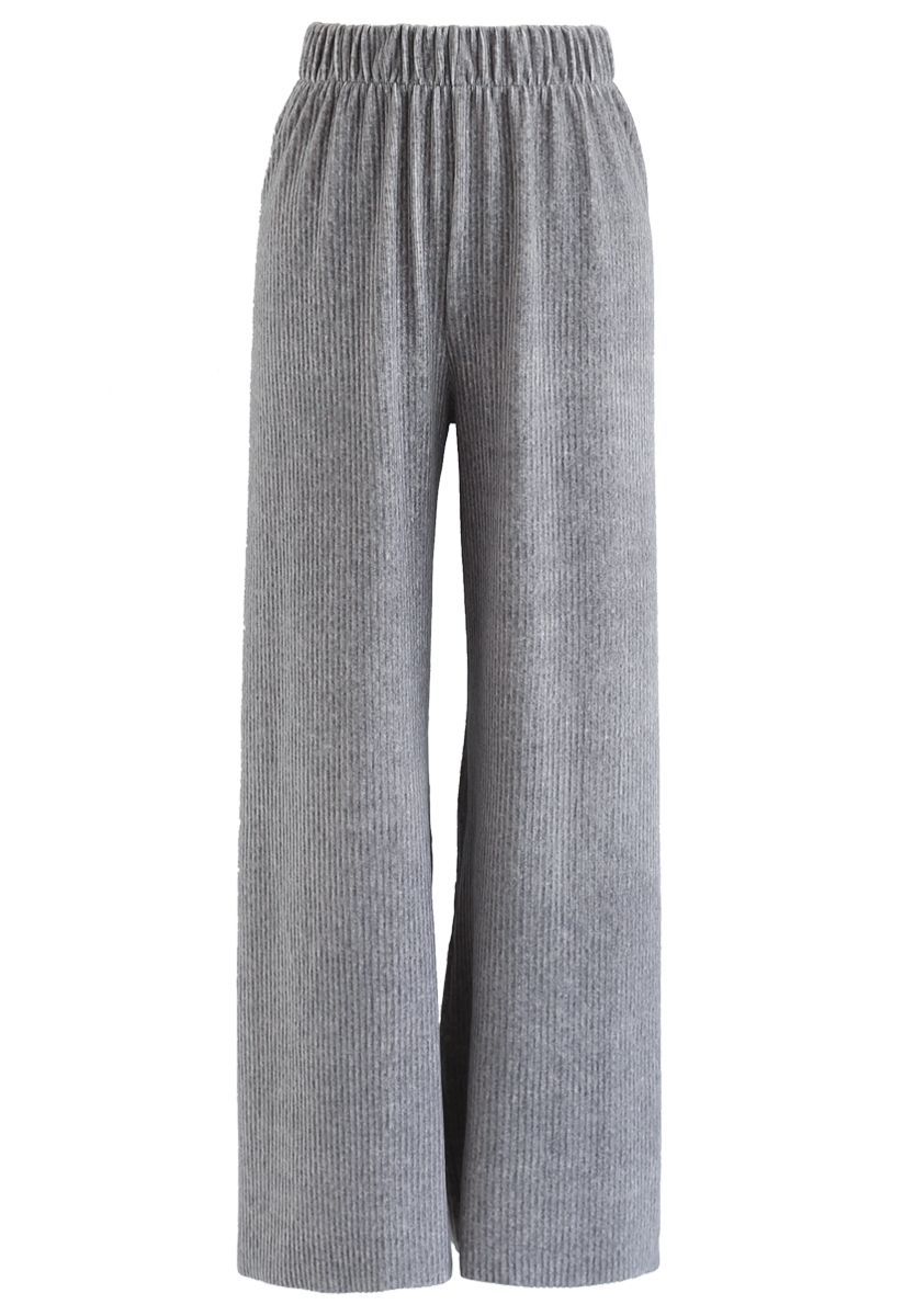 Corduroy Wide-Leg Pants in Grey | Chicwish