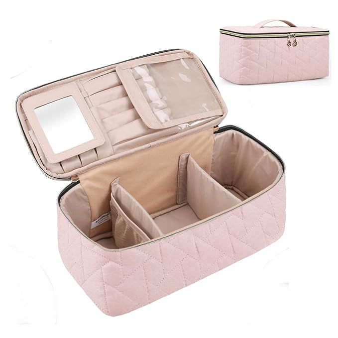 Makeup Bag, BAGSMART Large Cosmetic Bag Travel Toiletry Bag Travel Makeup Case Organizer for Wome... | Amazon (US)
