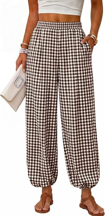 Sampeel Balloon Pants for Women Flowy High Waist Trousers with Pockets | Amazon (US)