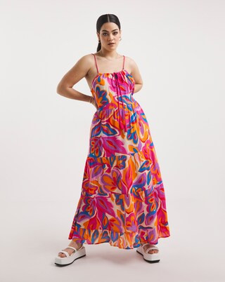 Floral Maxi Tiered Beach Dress | Simply Be (UK)