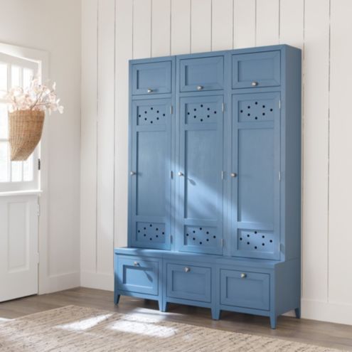 Alcott Locker Entryway Storage Cabinet in Cornflower Blue Set of 3 | Ballard Designs, Inc.