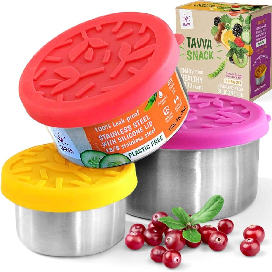 Stainless Steel Snack Containers for Kids (12oz/7oz/3oz), Stainless Steel Containers with Lids, S... | Amazon (US)