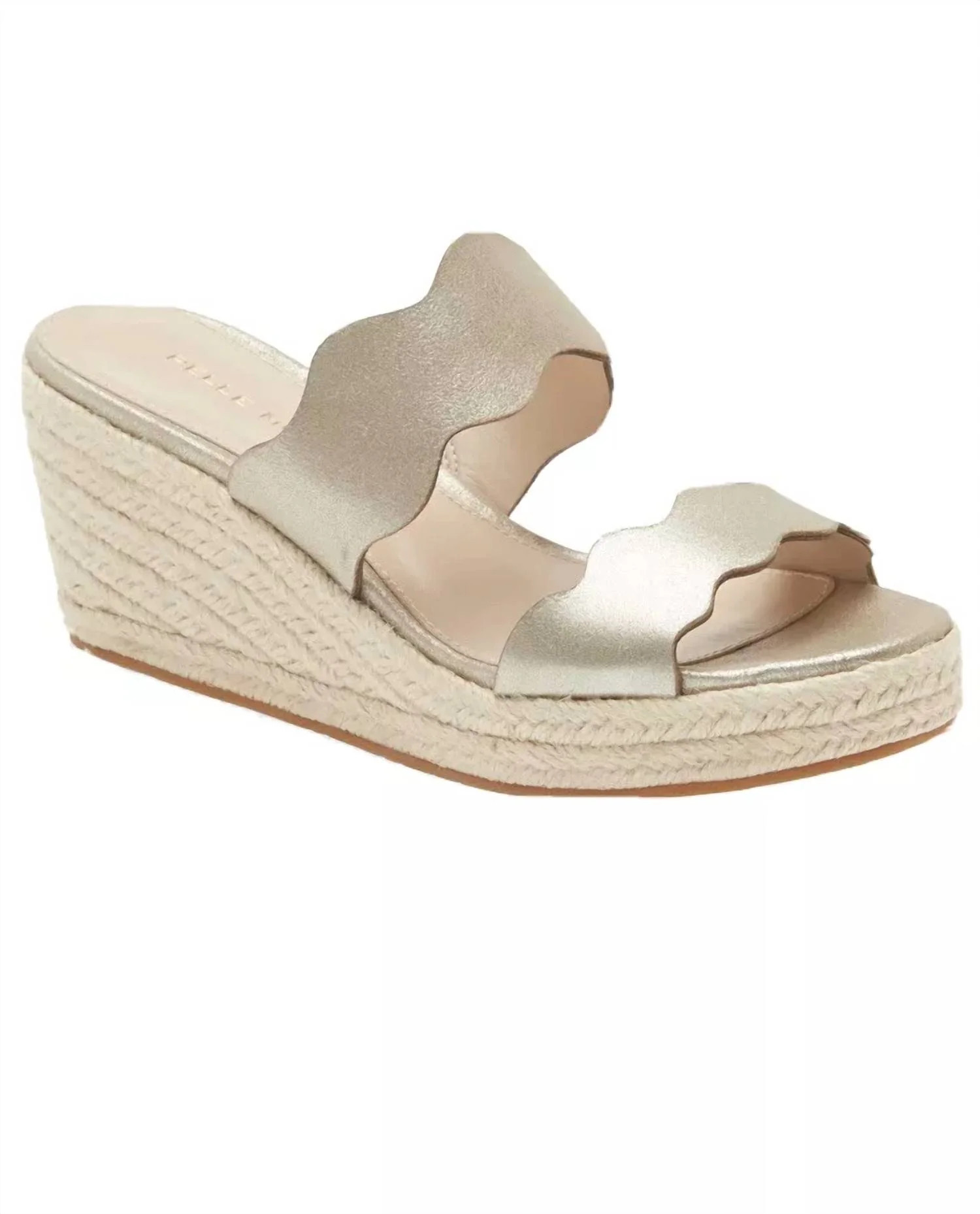 Women's Krew Wedge Sandals In Platinum Gold Metallic Suede | Shop Simon