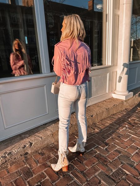 Wearing a medium in this fabulous pink fringe moto jacket, 15% off code: alexispaige 
Jeans and Dolce Vita booties are old so I linked similar booties!


#LTKstyletip #LTKFind