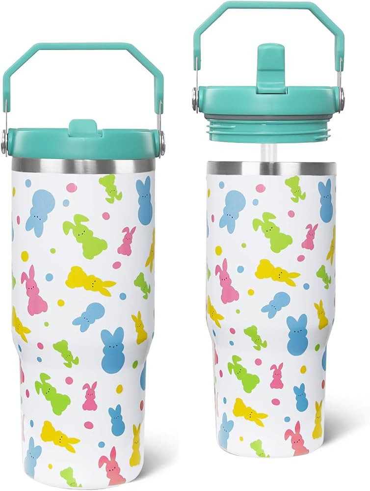 Easter Tumbler with Handle and Straw Easter Peep Bunny Tumbler Insulated Stainless Steel Cup Rabb... | Amazon (US)